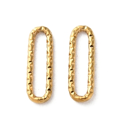 Настоящее золото 18K Ионное покрытие (ip) 304 соединительные кольца из нержавеющей стали, текстурированный овал, реальный 18 k позолоченный, 12x4x1 мм, внутренний диаметр: 10x1.5 мм