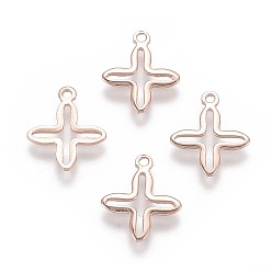 Розовое Золото 201 миниатюрные подвески-крестики из нержавеющей стали, розовое золото , 13.5x11x0.7 мм, отверстие : 1 мм