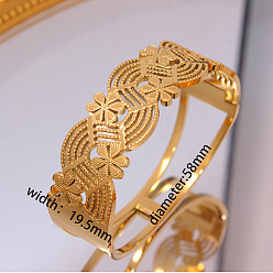 Цветок 304 браслеты из нержавеющей стали, широкие браслеты для женщин, реальный 18 k позолоченный, цветок, внутренний диаметр: 2-1/4 дюйм (5.8 см)