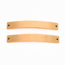 Золотой 201 соединители звенья нержавеющие, лазерная резка, прямоугольные, золотые, 6x40.5x1.5 мм, отверстие : 1.2 мм