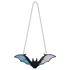 Светло-Голубой Акриловые подвесные ловцы солнца в виде летучих мышей, создатель радуги, для украшения сада на открытом воздухе, с цепью, Небесно-голубой, 54x150x2.5 мм