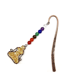 Кварц Кулон из натурального кварца и смешанных драгоценных камней, Закладки из сплава на тему чакра-йоги для книголюба, 120 мм