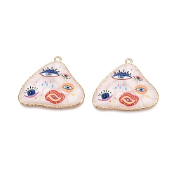 Разноцветный Печатные эмали подвески сплава, Треугольные амулеты и обереги от сглаза, стойки покрытие, без кадмия и без свинца и без никеля, золотые, красочный, 33.5x39x2.5~3 мм, отверстие : 2 мм