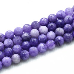 Средний Синий Шифер Природного кварца нитей бисера, окрашенные, круглые, имитация аквамарин, средний грифельно-синий, 6~6.5 мм, отверстие : 0.9~1 мм, около 60~63 шт / нитка, 14.96~15.35 дюйм (38~39 см)