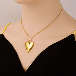 Настоящее золото 18K 304 женские ожерелья с подвесками в форме сердца из нержавеющей стали, реальный 18 k позолоченный, 17.72 дюйм (45 см)