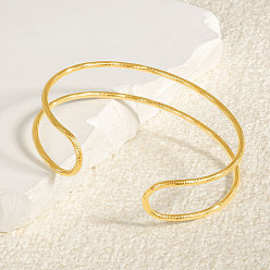 Настоящее золото 18K 304 двухслойные браслеты из нержавеющей стали для женщин, реальный 18 k позолоченный, внутренний диаметр: 2-1/2 дюйм (6.2 см)