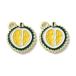 Желтый Эмалевые подвески из фруктового сплава, дуриан, золотой свет, желтые, 16x14x1.5 мм, отверстие : 1.4 мм