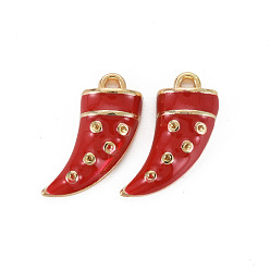 (123L) Белый крем непрозрачный блеск Стойки обшивки сплава эмали подвески, без кадмия, без никеля и без свинца, перец, золотой свет, огнеупорный кирпич, 19.5x13x4.5 мм, отверстие : 1.5 мм