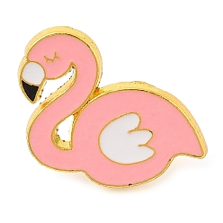 Лебедь Броши в виде птицы из золотого сплава с эмалью, розовые, лебедь, 19.5x21 мм