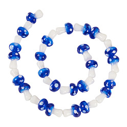 Синий 1нити из бусин ручной работы в технике лэмпворк, гриб, синие, 11.5~14.5x9~11 мм, отверстие : 1 мм, о 25шт / цепи, 13.54 дюйм (34.4 см), 1 прядь / комплект