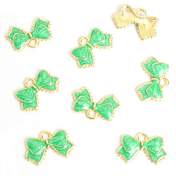 Зеленый лайм Подвески из эмали и сплава, очарование бантом, золотые, зеленый лайм, 9.7x15.3 мм