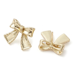 Real 18K Gold Plated Bowknot Brass Stud Earrings, Long-Lasting Plated, Lead Free & Cadmium Free, Real 18K Gold Plated, 17x20.5mm