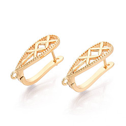 Настоящее золото 18K Латунная фурнитура для хооп серег, без кадмия, без никеля и без свинца, слеза, реальный 18 k позолоченный, 21.5x12x7 мм, отверстие : 1.5 мм, штифты : 1 мм