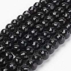 Черный Стеклянные бусины, граненые, шайба, чёрные, 8x6 мм, отверстие : 1 мм, около 39 шт / нитка, 7.8 дюйм (20 см)