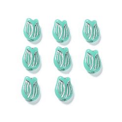 Аквамарин Покрытие непрозрачных акриловых бисер, металла обвитые, тюльпан, аквамарин, 16x11.5x7 мм, отверстие : 2 мм, Около 670 шт / 500 г