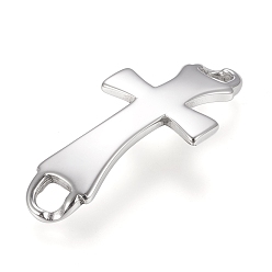 Нержавеющая Сталь Цвет Устойчивы к потускнению 304 соединители из нержавеющей стали, для изготовления браслетов из кожаного шнура, крестик, цвет нержавеющей стали, 57x25.5x3 мм, отверстие : 6x6 мм