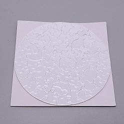 White 48 Pcs Paper Heat Press Thermal Transfer Crafts Puzzle, Flat Round, White, 24~39x25~44x1.5mm