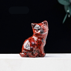 Обсидиан Украшение дисплея скульптуры из натурального обсидиана, для домашнего офисного стола, кошка, 23x30 мм