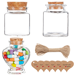 Color mezclado Benecreat kits para hacer botellas de deseos de san valentín diy, incluyendo cápsulas de deseos de amor, botellas de vidrio, etiquetas de regalo de papel y cordel de yute, color mezclado, botella de vidrio: 3 pzs / caja