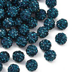 Синий Циркон Бусины со стразами, полимерная глина , pave disco бусины, класс А, половине просверлил, круглые, синий циркон, С. 9 (1.5 мм), 1.6 мм, отверстие : 6 мм