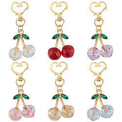 (52) Непрозрачная лаванда 6шт 6 цвета акриловые подвесные украшения, с застежкой-сердечком из сплава, вишня, разноцветные, 80 мм, 1 шт / цвет