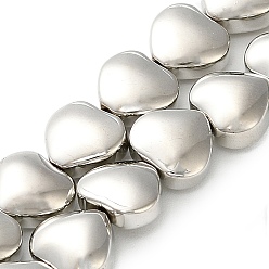 с Платиновым Покрытием Стеклянные бусины с гальваническим покрытием , сердце, с покрытием платиным, 7.5x8.5x4.5 мм, отверстие : 0.8 мм, около 55 шт / нитка, 15.75'' (40 см)