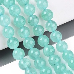 Светлый Морско-зеленый Природного кварца нитей бисера, окрашенные, круглые, светло-зеленый, 8 мм, отверстие : 1 мм, около 47 шт / нитка, 14.96'' (38 см)