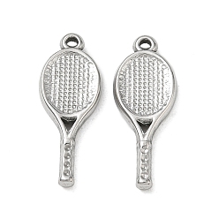 Stainless Steel Color 304 Stainless Steel Pendants, Tennis Racket Charms, Stainless Steel Color, 26x10x3mm, Hole: 1.2mm