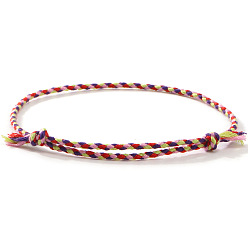 (52) Непрозрачная лаванда Плетеные браслеты из хлопкового шнура в стиле бохо, двухслойные браслеты для женщин, внутренний диаметр: 11 дюйм (28 см)