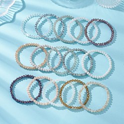 (52) Непрозрачная лаванда 15шт. браслеты из гальванизированных стеклянных бусин, рондель, граненые, разноцветные, внутренний диаметр: 2-1/4 дюйм (5.8 см)