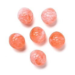 Coral Two-tone Opaque Acrylic Beads, Turtle Shell, Coral, 10~11x12mm, Hole: 1.8mm, about 625pcs/500g