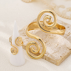 Золотой Наборы из спирального сплава: браслет-манжета и кольца-манжеты, золотые, 60 мм и 18 мм