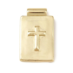 Cross Латунные подвески, прямоугольные, золотые, крестик, 18.5x11.5x3 мм, отверстие : 1.4 мм