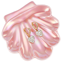 Pink Shell Shaped Porcelain Jewelry Storage Display Trays for Rings, Necklaces, Earrings, Pink, 11.3x10.9x1.7cm