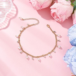 Белый Круглая кисточка «кошачий глаз» 304 браслеты на щиколотку из нержавеющей стали с витой цепочкой для женщин, золотые, белые, 9-1/8 дюйм (233 мм)