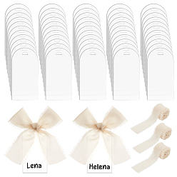 Clear 50Pcs Arch Plastic Place Cards, for Seating Cards,Table Card, Food Sign, Party, Banquet & Event Decoration, Clear, 89.5x44.5x2mm