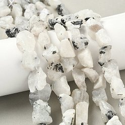 Rainbow Moonstone Необработанные грубые натуральные радужные бусины из лунного камня нити, самородки, 6~24x7~16x4~10 мм, отверстие : 1 мм, около 25~38 шт / нитка, 15.35~15.94'' (39~40.5 см)