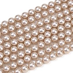 Персиковый Слойка Матовые бусы пряди стекла жемчуг, круглые, розовые, 8 мм, отверстие : 0.7 мм, около 51~52 шт / нитка, 15.94~16.02'' (40.5~40.7 см)