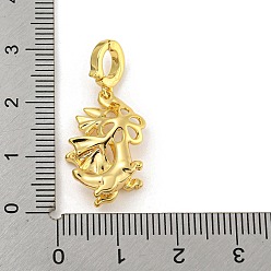 Real 18K Gold Plated Long-Lasting Plated Brass Pendant Bails, for Half Drilled Beads, Dragon, Real 18K Gold Plated, 21.5x14.5x5.5mm, Hole: 5x4mm, Pin: 1mm