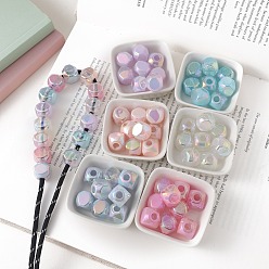 (52) Непрозрачная лаванда Прозрачные акриловые бусины с УФ-покрытием, радужный, кубические, граненые, с блеском порошок, разноцветные, 20x19.8x15.9 мм, отверстие : 6.2 мм