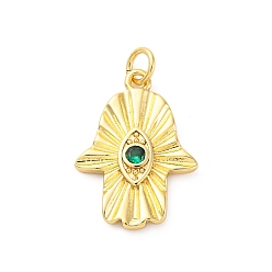 Настоящее золото 16K Латунные микро проложить кубического циркония подвески, без кадмия и без свинца, рука хамса с оберегами от сглаза, с целью перехода в кольце, реальный 16 k позолоченный, 21.5x15.5x2.5 мм, отверстие : 3.5 мм