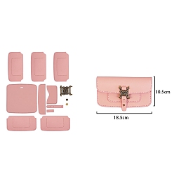 Pink DIY Leather Bag Making Kits, Rectangle, Pink, 10.5x18.5cm