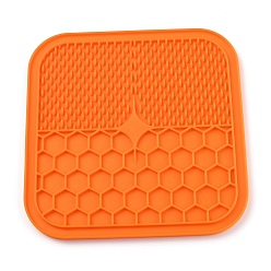 Naranja Estera de silicona para lamer perro, con ventosas, comederos lentos para perros, para el alivio de la ansiedad del perro, plaza, naranja, 210x210x7 mm