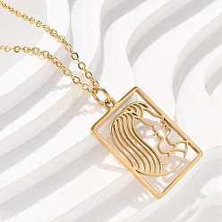 Близнецы 304 ожерелье нержавеющей стали, реальный 18 k позолоченный, выдолбить квадратную пластину с изображением двенадцати созвездий, Близнецы, 17.76 дюйм (45.1 см)