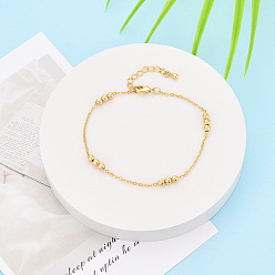 Настоящее золото 18K Латунные спутниковые цепи браслеты для женщин, без никеля , долговечный, реальный 18 k позолоченный, 7-1/8 дюйм (18 см)