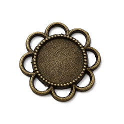 Античная Бронза Цветочные параметры сплава кабошон, без кадмия, без никеля и без свинца, античная бронза, лоток: 14 мм, 24x2.5 мм, о 260 шт / кг