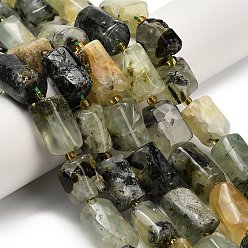 Пренит Природные пренит нитей бисера, колонка, с бисером, граненые, 10~17x10~12x8~10 мм, отверстие : 1 мм, около 24~25 шт / нитка, 15.55'' (39.5 см)