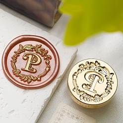 Letter P Золотая восковая печать, латунная головка штампа, цветок с буквенным узором, для сургучной печати, Письмо P, 24x14 мм, внутренний диаметр: 7 мм