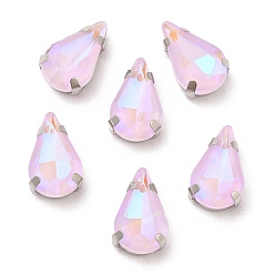 Свет Аметист Мокко флуоресцентная (ми) капля, пришитая стразами, многожильных ссылки, с настройками латуни, аксессуары для одежды, светлый аметист, 12.5x8x5 мм, отверстие : 1.2 мм