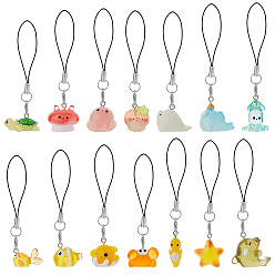 (52) Непрозрачная лаванда 14шт. смоляные мобильные ремни, морская тема, разноцветные, 85~95 мм, 14 шт / комплект